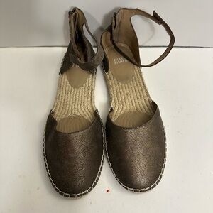 Eileen Fisher Lala Nappa Leather Espadrille Flats Size 9.0